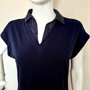 Adrianna Papell Navy Pull over Top Size XS NWT